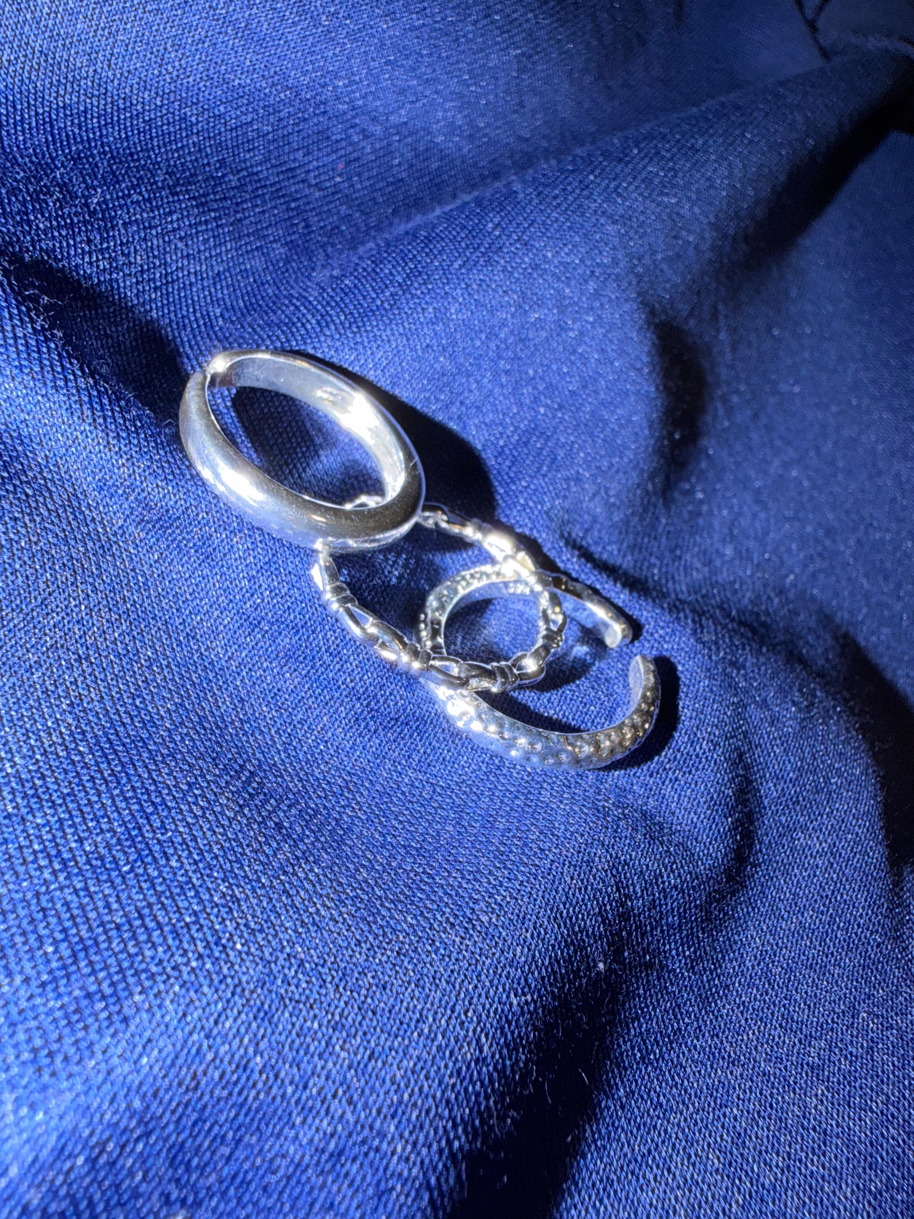 Three Silver Bands (adjustable)￼