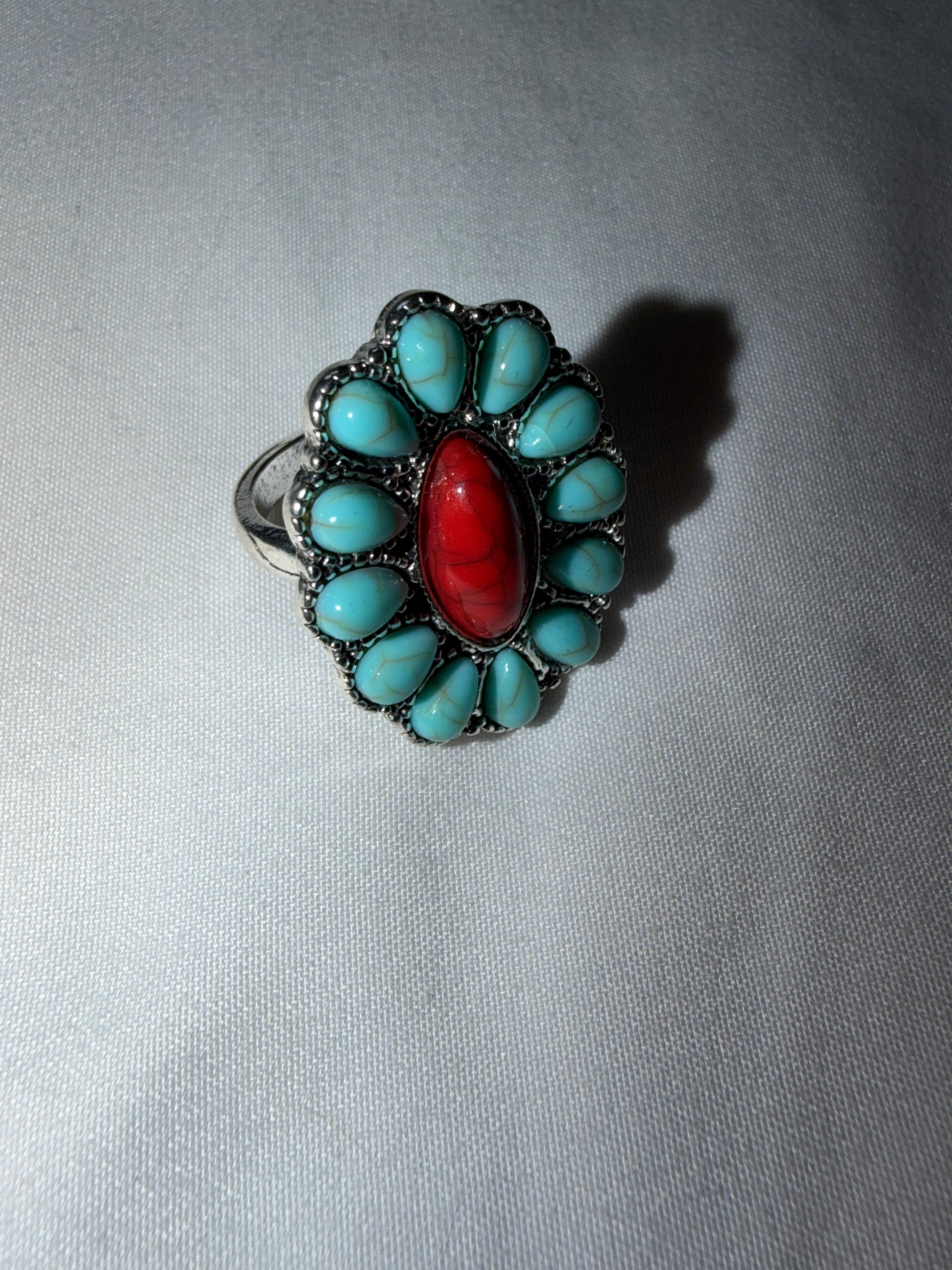 Red Turquoise Ring