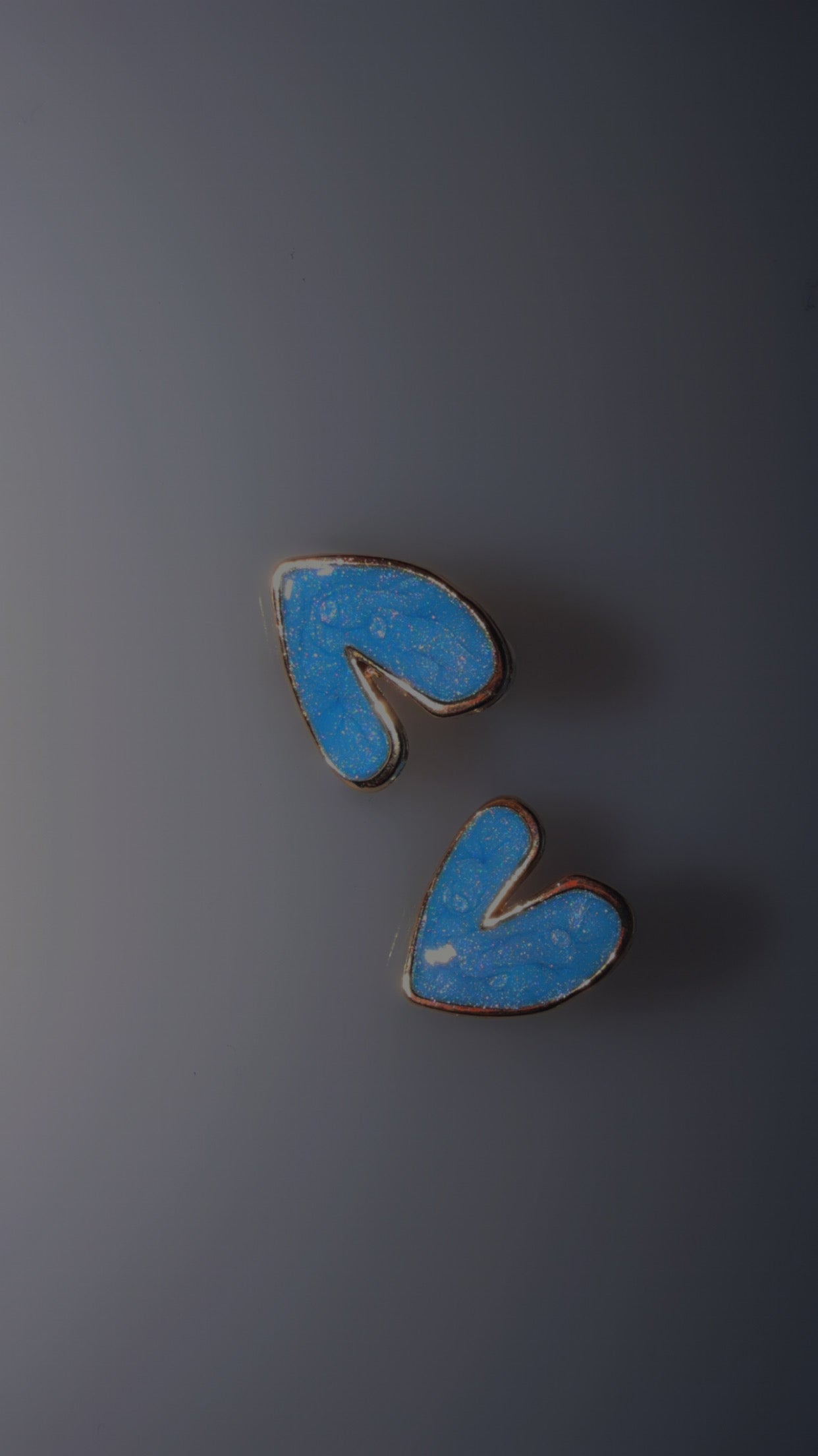 Blue & Gold Heart Earrings