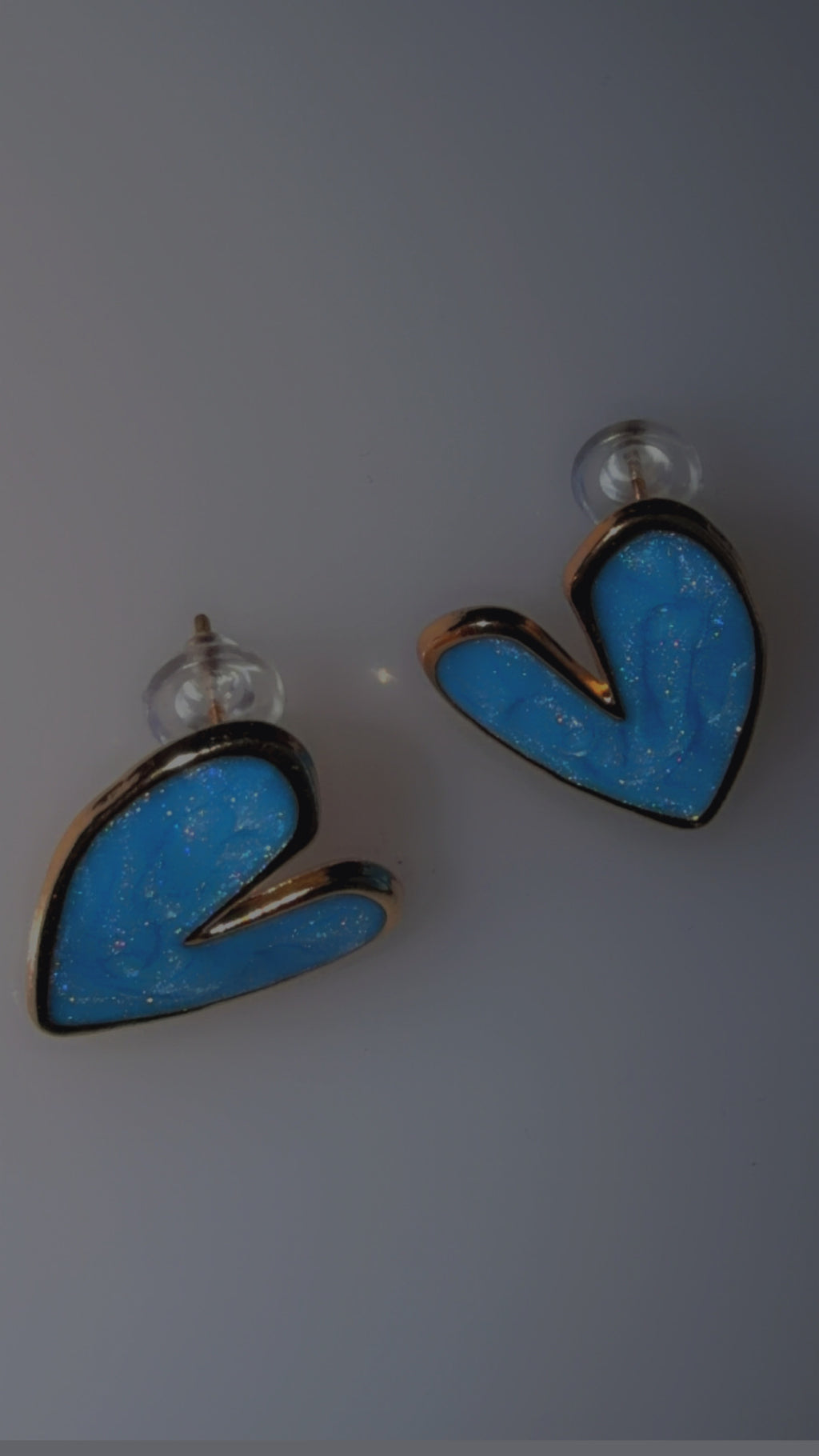 Blue & Gold Heart Earrings