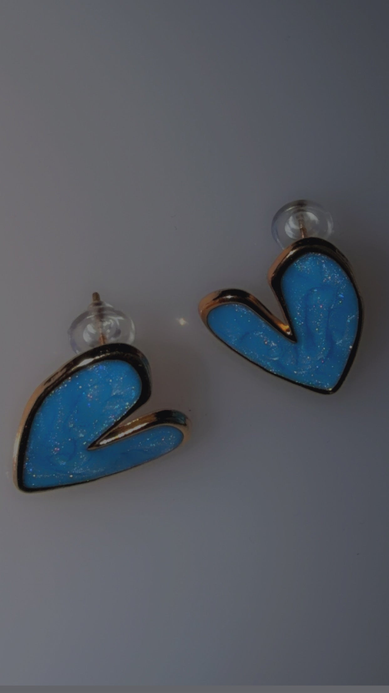 Blue & Gold Heart Earrings