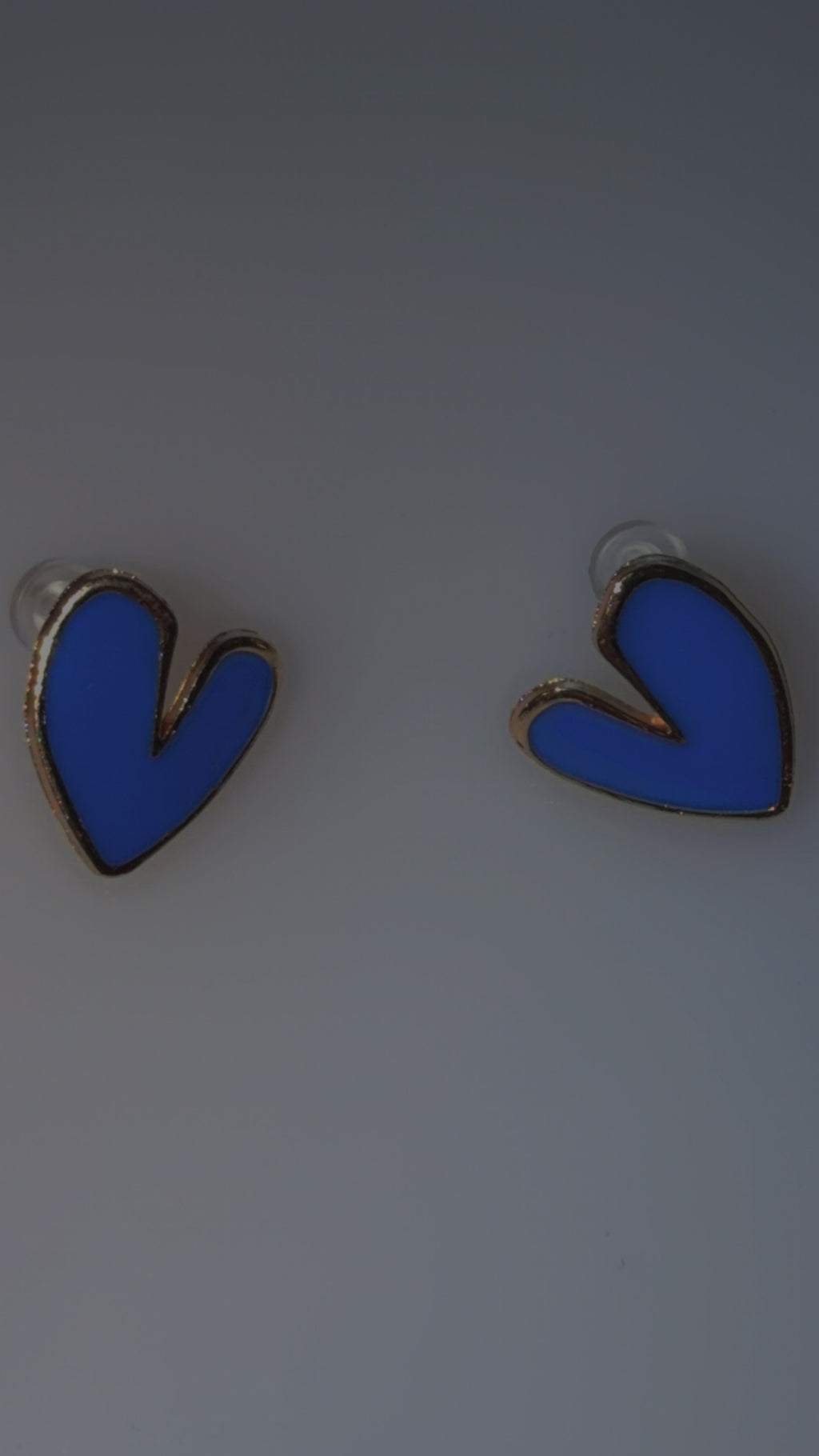 Dark Blue & Gold Heart Earrings.