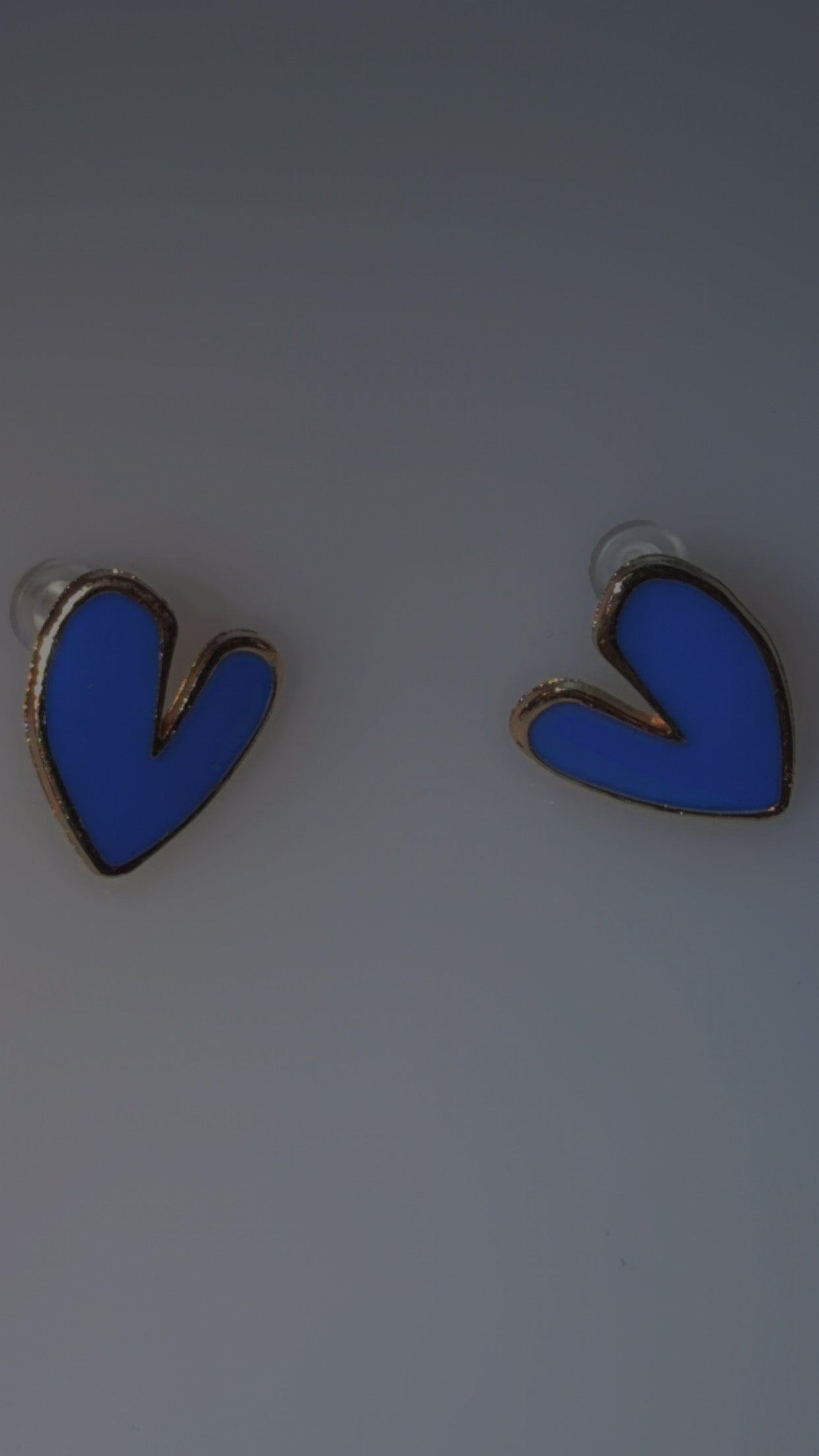 Dark Blue & Gold Heart Earrings.