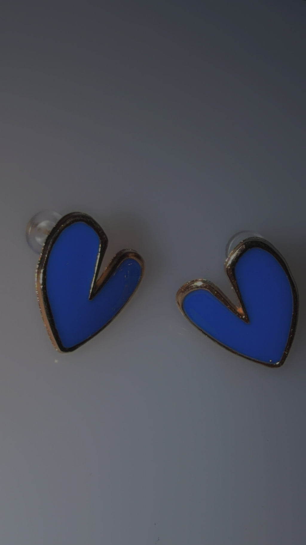 Dark Blue & Gold Heart Earrings.