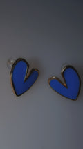 Dark Blue & Gold Heart Earrings.