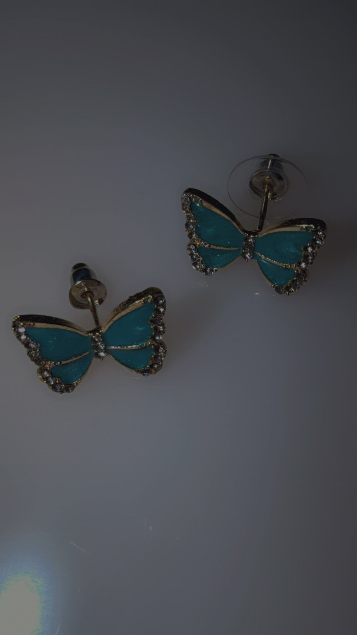 Teal & Gold Butterfly Earrings