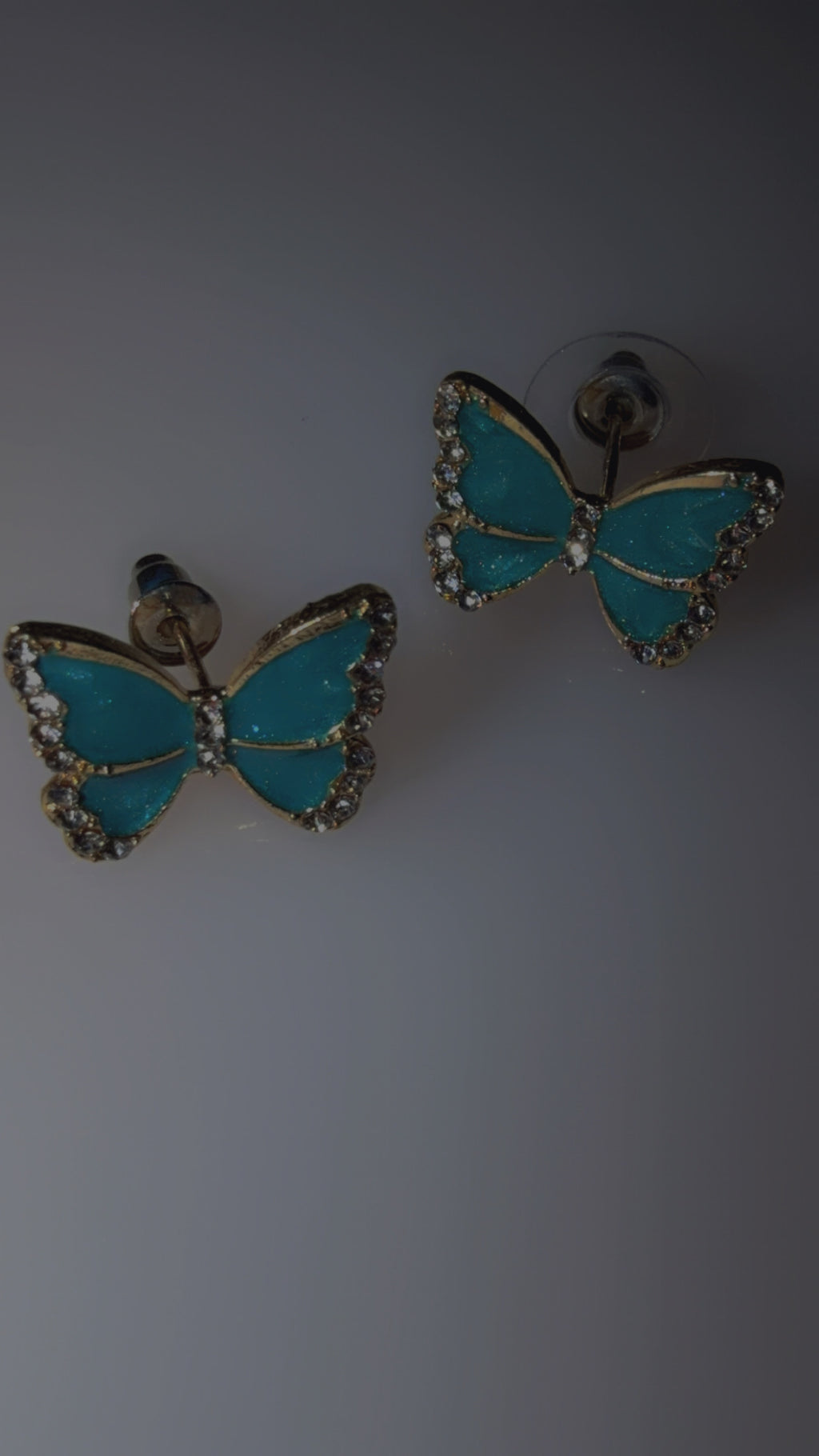 Teal & Gold Butterfly Earrings