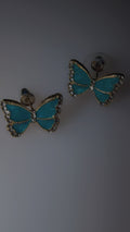 Teal & Gold Butterfly Earrings