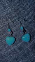 Silver & Turquoise Heart Earrings
