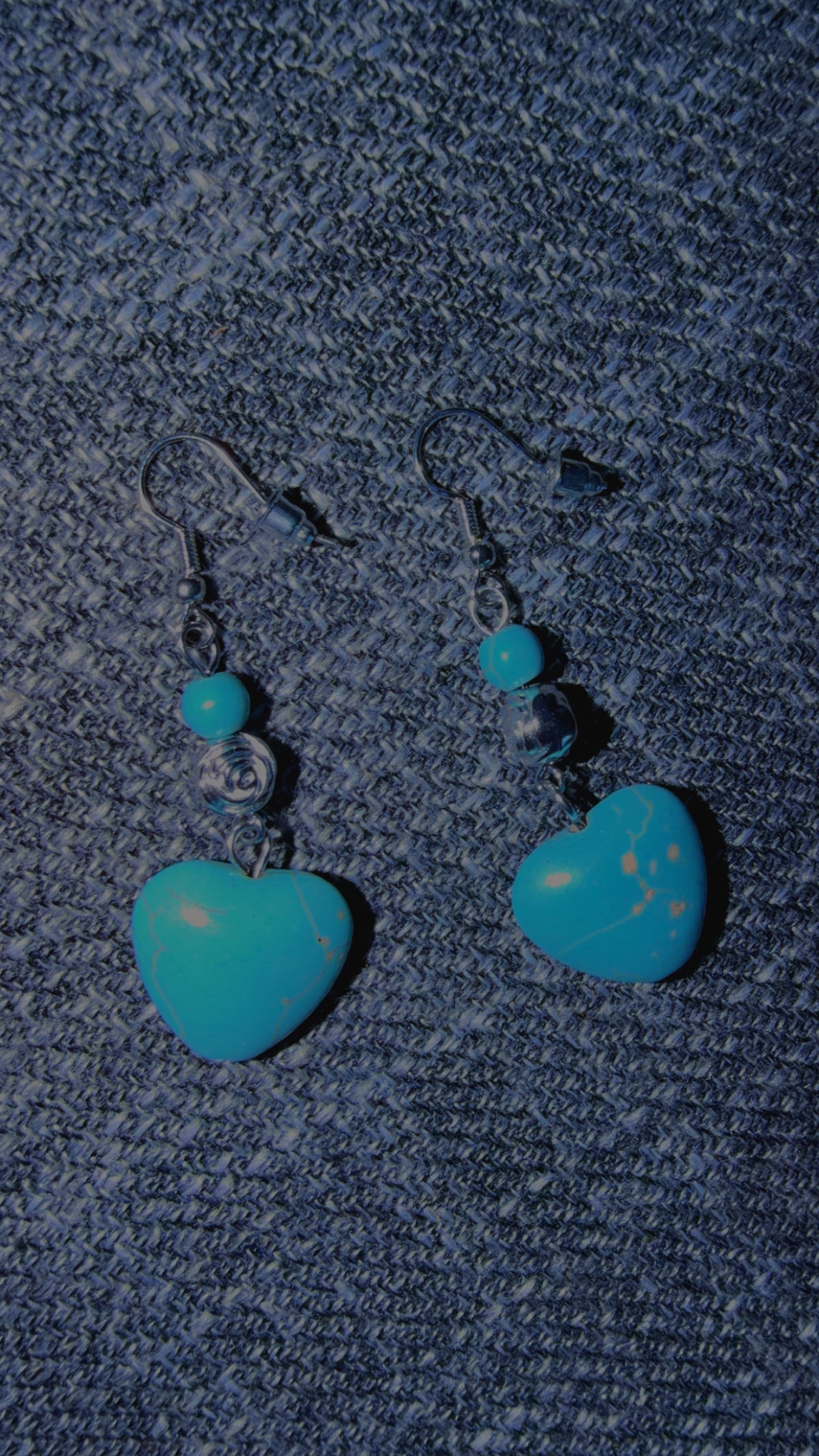 Silver & Turquoise Heart Earrings